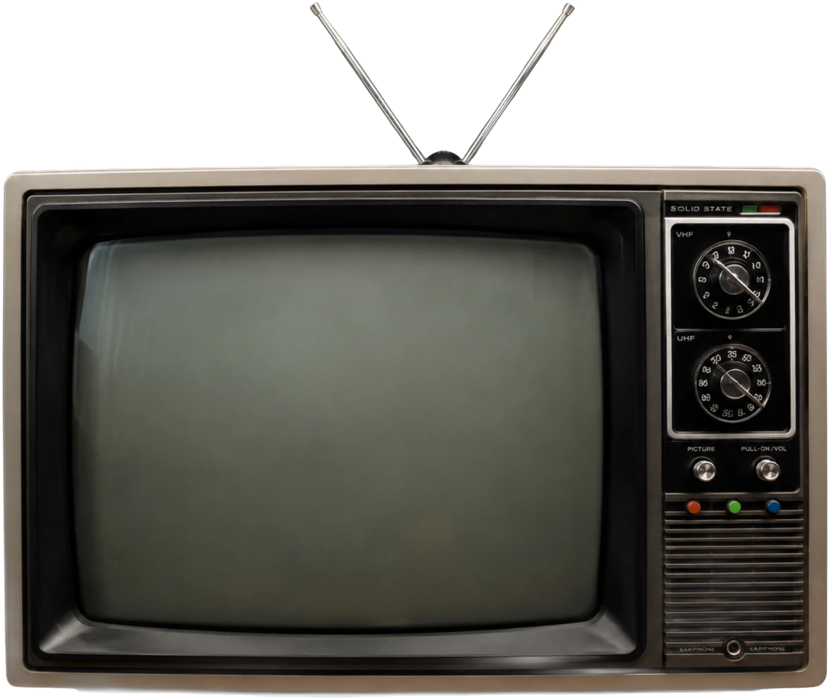 Vintage television set displaying a live signal readout